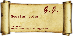 Geszler Jolán névjegykártya