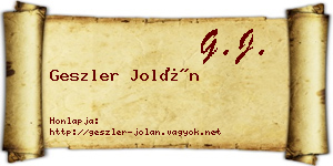 Geszler Jolán névjegykártya